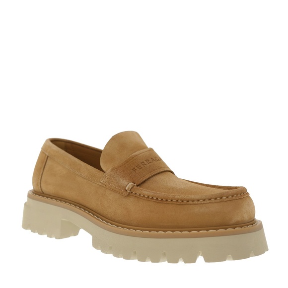 Salvatore Ferragamo Fergal Moccasin Loafer Beige Suede Leather Size 12 New - Picture 3 of 7